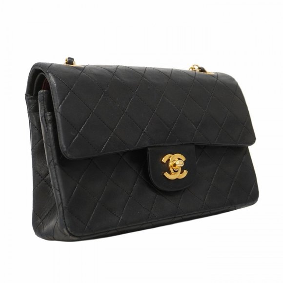 Chanel Shoulder Bag Matelasse W Flap Chain Lambskin Black Women's - Picture 2 of 16